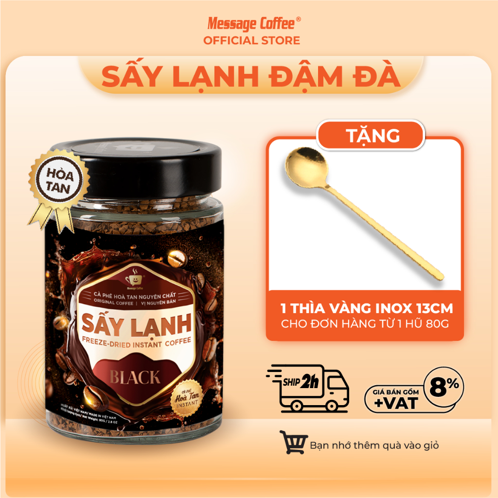 Cà phê Hòa Tan Sấy Lạnh BLACK 80gr từ Message Coffee