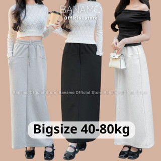 Chân váy nữ Banamo Fashion chân váy nỉ dáng dài cạp chun có dây rút xẻ tà sau váy 2 túi siêu xinh 511