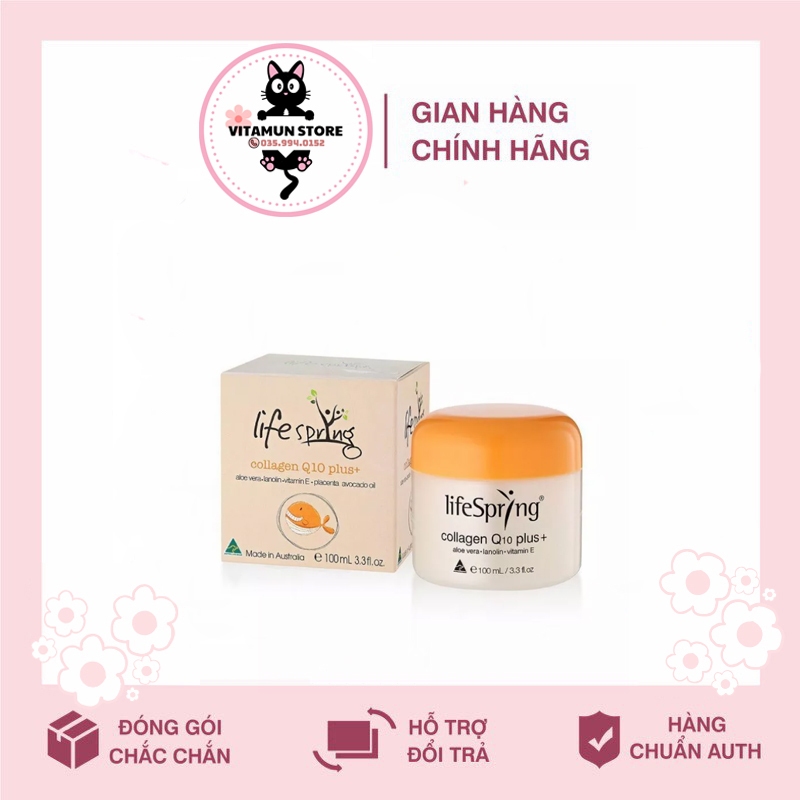 Kem dưỡng ẩm nhau thai cừu LifeSpring Q10 Plus Úc màu vàng