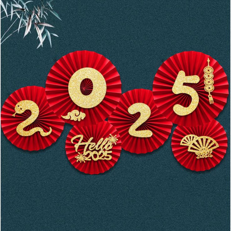 Set quạt trang trí tết Set quạt năm tỵ Q24