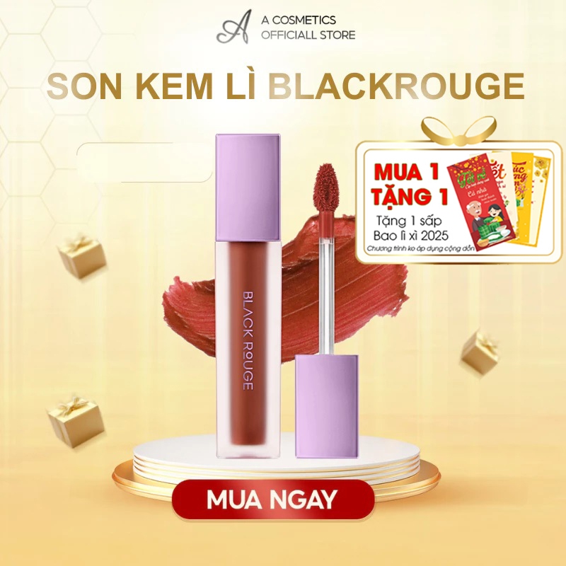 Son kem lì Black Rouge A12, chất son mềm, mịn, mướt, bền màu lâu, không gây cảm giác nứt nẻ khô môi, Acosmetics 37.6g