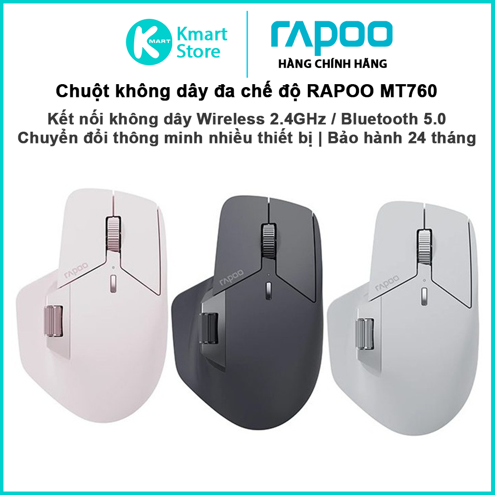 Chuột không dây Rapoo MT760 | MT760M | Kết nối không dây 2.4G và Bluetooth 5.0 | Kết nối nhiều thiết