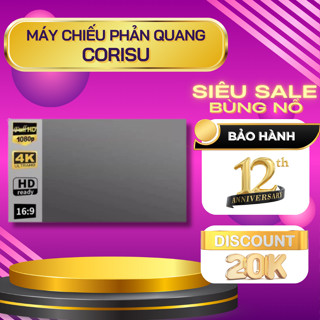 Màn chiếu treo tường phản quang CORISU 120 Inch giúp máy chiếu sáng thêm gấp 5 lần, gấp gọn
