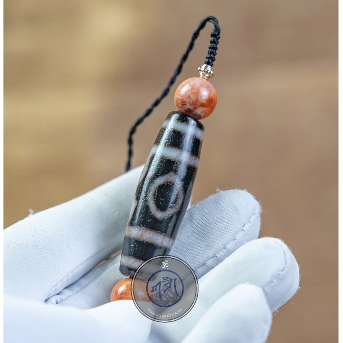 [HÀNG OLD DZI CAO CẤP] Vòng Cổ Old Dzi 3 Mắt Dzambala Đen Trắng Chu Sa Đỏ Mix San Hô Đỏ