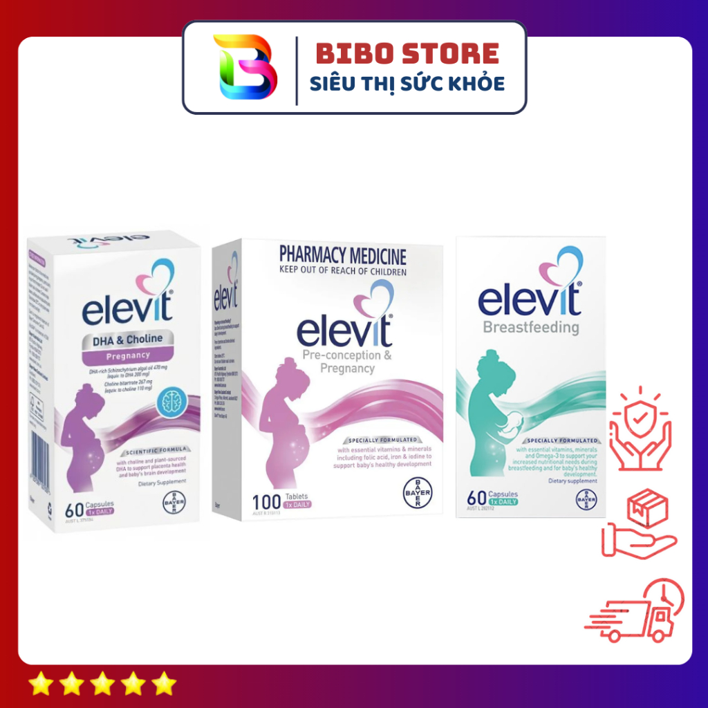 Vitamin cho mẹ bầu Elevit bầu + Elevit sau sinh + Elevit Dha