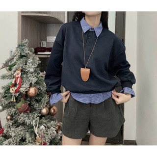  Quần sooc dạ xếp li trước cài cúc chun sau form rộng M.24208-3 màu đen,be,xám-Dành cho Nữ 