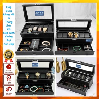 Hộp Đựng Đồng Hồ & Trang Sức - Mắt Kính Cao Cấp - Nhiều Tầng Nhiều Ngăn - Có Nắp Chống Bụi - Sang Trọng - Giá Rẻ