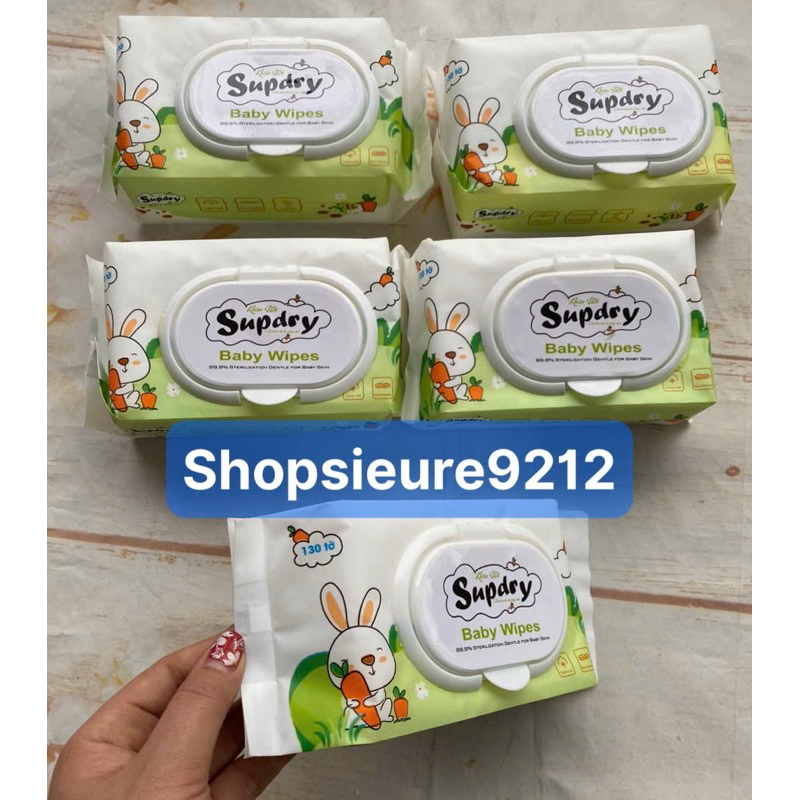 Khăn Giấy Ướt thỏ / Khăn Lau Tay Mềm Mại  Super dry 130 tờ/gói