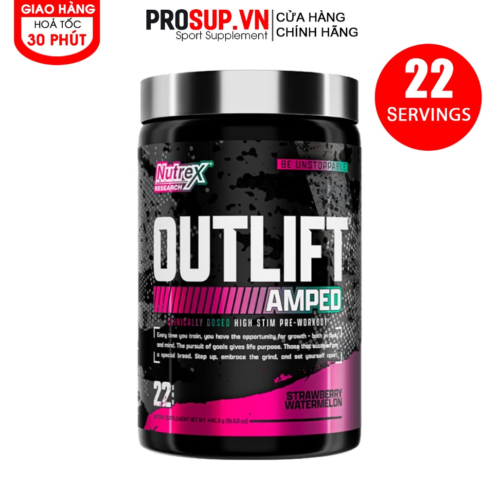Nutrex Outlift AMPED - Pre Workout Cao Cấp (22 Servings) - Bột Tăng Sức Mạnh, Tập Trung, Tăng Sức Bề