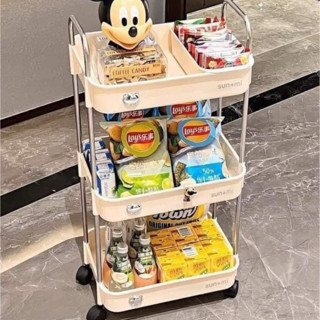 Kệ Gấu Sunmix 3 Tầng Đựng Đồ Đa Năng - Kệ Để Đồ Khay Nhựa Cao Cấp Khung Inox,Có Bánh Xe Và Tay Cầm