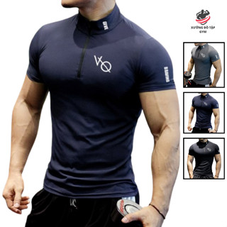 Áo Thun Tập Gym Nam CỔ TRỤ NGẮN TAY Form Ôm Body Vải Thun Lạnh Thể Thao Co Dãn Tốt