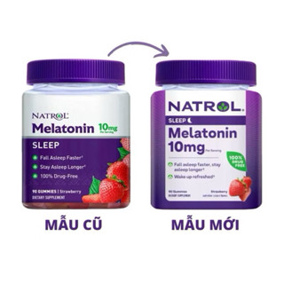 Kẹo Dẻo Hỗ Trợ Giúp Ngủ Ngon Giấc - Thẳng Giấc NATROL Gummies MELATONIN 10MG Sleep Vị Dâu - 90 viên / 180viên