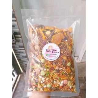 (Mới) Thức ăn hỗn hợp hạt dinh dưỡng cho chuột hamster Rang bơ, có sâu, bánh dặm siêu thơm 500g loại nâng cấp