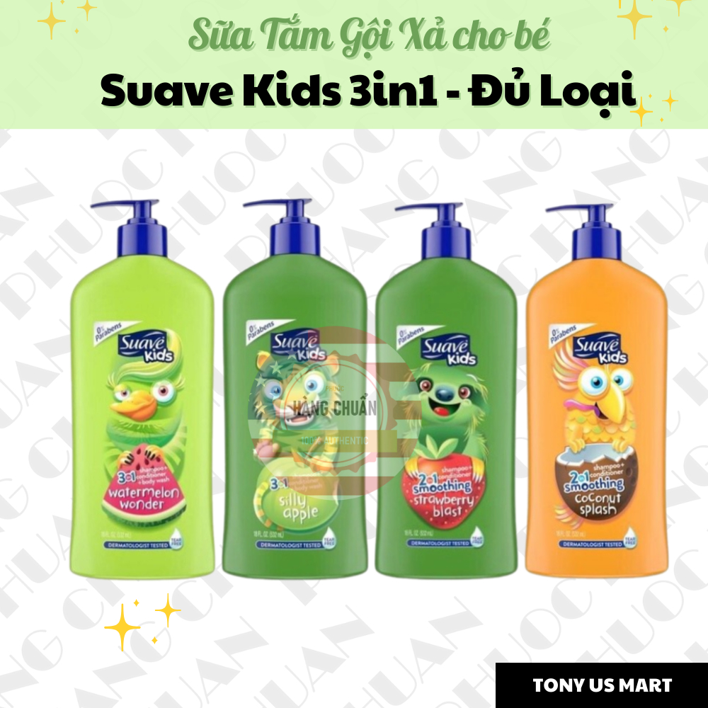 [HÀNG MỸ] Sữa Tắm, Gội, Xả Cho Bé Suave Kids 3in1 Hương Trái Cây Chính Hãng - Tony US Mart