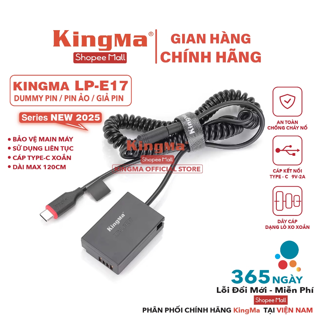 Pin Ảo/Giả Pin/Dummy Pin LP-E17 Chính Hãng KINGMA. For CANON LP-E17 ( Bảo Hành 12 Tháng)