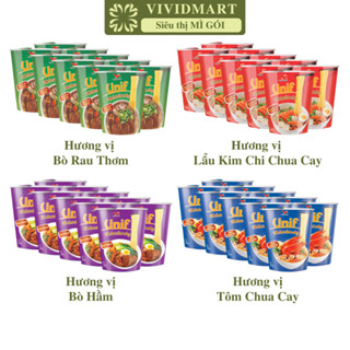 [SET 10 LY] - UNI-PRESIDENT - Mì Unif ly 4 vị: Bò Rau Thơm, Lẩu Kim Chi, Tôm Chua Cay, Bò Hầm (62g/ly) - Mì ly Dzai Dzai