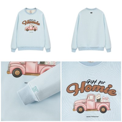 Áo Sweater Unisex NOAM Gift For Homie  Form rộng Vải nỉ lông cáo mềm mịn - Xanh mint/ Tím/ Trắng kem