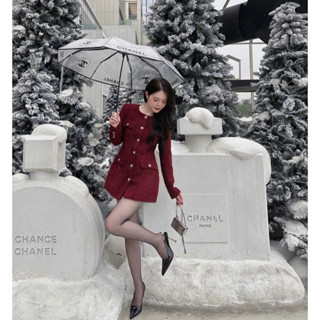 Váy Dạ Nữ Sang Chảnh, Váy Dạ Tweed Tiểu Thư Cao Cấp Phối Đính Khuy Đồng Siu Sang - BUN222