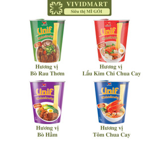 [LY LẺ] - UNI-PRESIDENT - Mì Unif ly 4 vị: Bò Rau Thơm, Lẩu Kim Chi, Tôm Chua Cay, Bò Hầm (62g/ly) - Mì ly Dzai Dzai