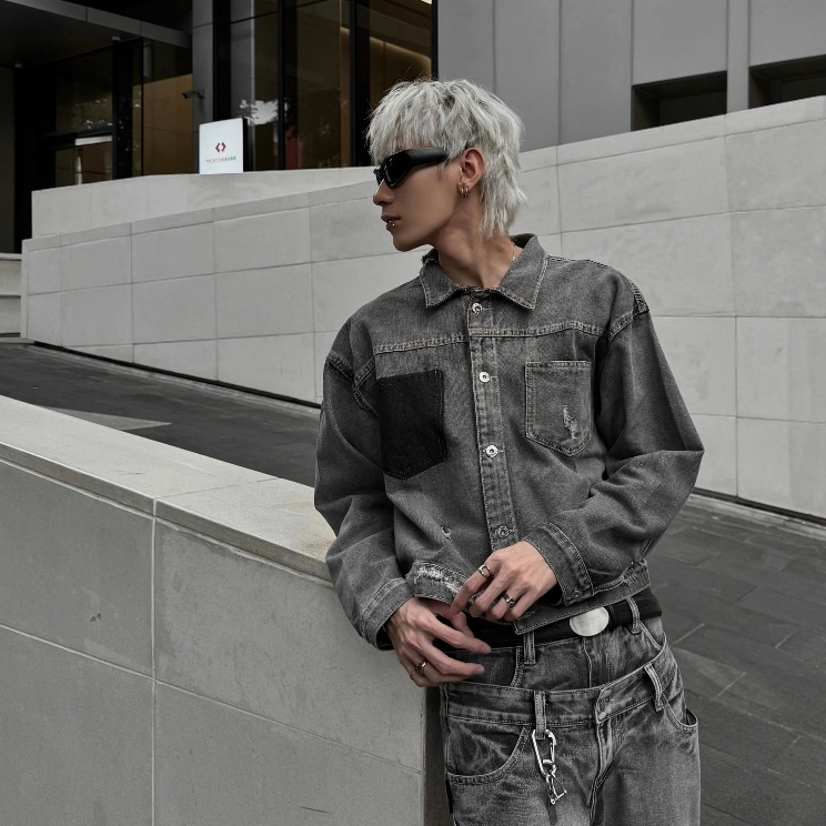 Bad Choices | Áo khoác JEANS form croptop UNIQUELY phong cách Menswear | BigBuy360 - bigbuy360.vn