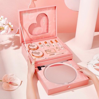  Bộ Trang điểm  set makeup đầy đủ đầy đủ 9 món BAILAIMEI nội địa Trung hộp hồng trái tim + Tặng kèm túi đựng 