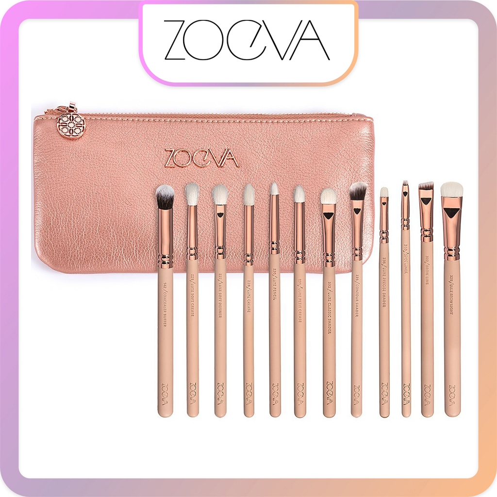 Bộ Cọ Đánh Mắt Cao Cấp Zoeva Rose Golden Complete Eye Set Vol 2 12 Cây Kèm Túi Đựng