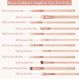 Bộ Cọ Đánh Mắt Cao Cấp Zoeva Rose Golden Complete Eye Set Vol 2 12 Cây Kèm Túi Đựng