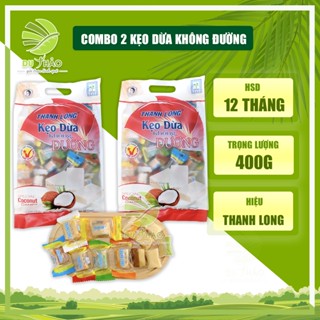 COMBO 2 Kẹo dừa không đường Bến Tre, kẹo dừa thập cẩm THANH LONG nhiều vị túi 400g