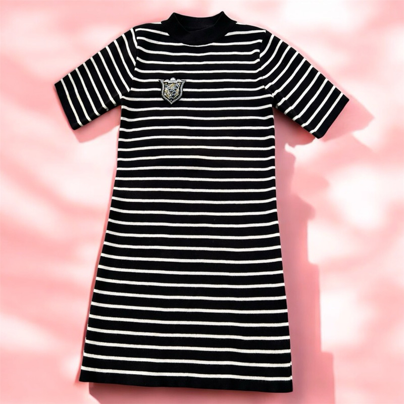 đầm len body kẻ sọc tay ngắn