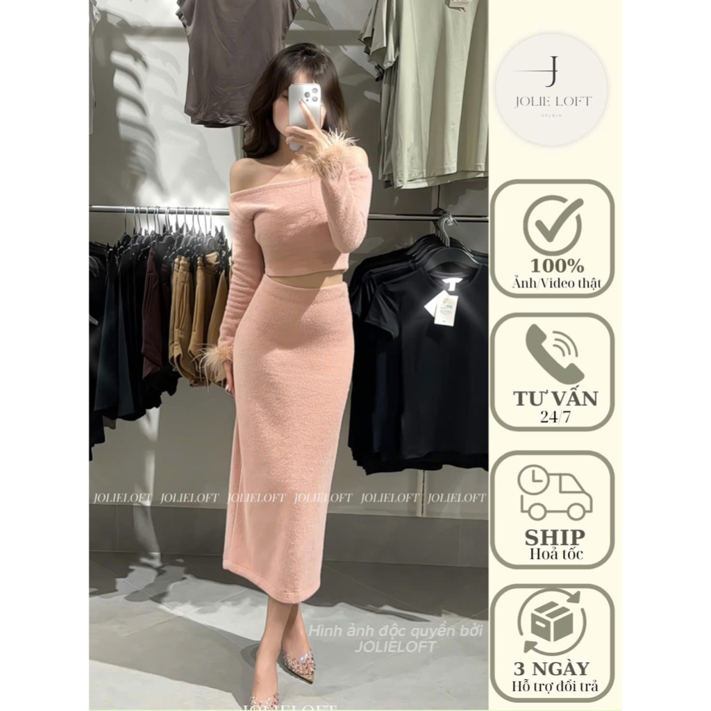 Set váy nữ thiết kế Punie Tweed Dress JOLIE LOFT, set dáng dài sang trọng đi chơi đi tiệc