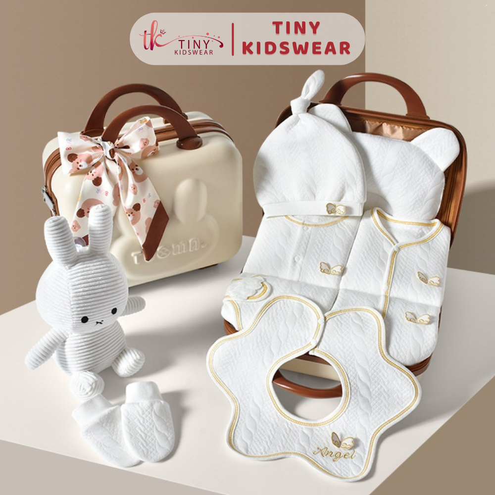 Vali Set Quà Tặng Bé Trai Bé Gái Sơ Sinh, Quà Tặng Đầy Tháng Cao Cấp Hình Thiên Thần [60VALI]