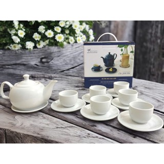 Bộ Ấm trà lùn  sứ trắng cao cấp 2 OHIO.