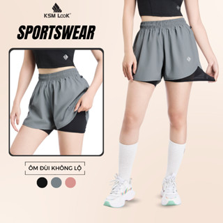 Quần Đùi Short Thể Thao Ngắn 2 Lớp Tập Gym Yoga Nữ KSM Menswear thiết kế xẻ bầu Q271