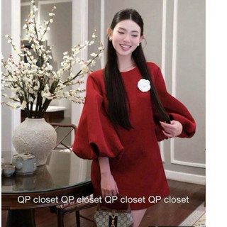Váy đỏ tay bồng hoa trà 4260 Xinh đỉnh của chóp  Chất tapta lụa luxury đẹp đỉnh nun á Size sm