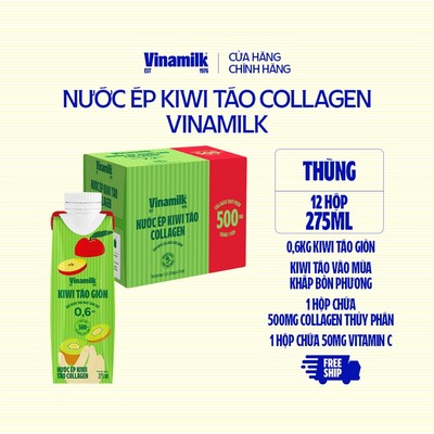 Thùng 12 hộp Nước ép Kiwi Táo Collagen Vinamilk 275ml
