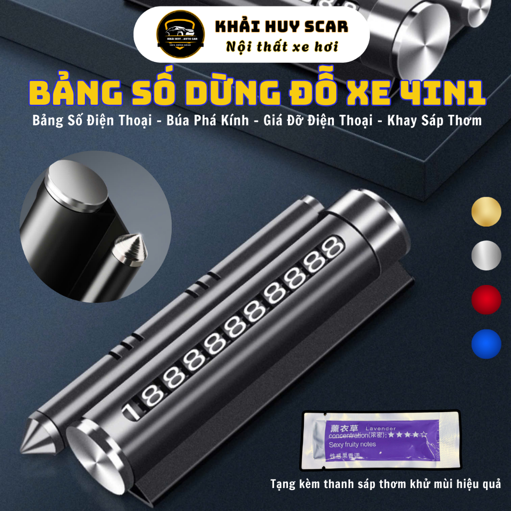 Bảng Ghi Số Điện Thoại Đỗ Xe Để Taplo Ô Tô , Tích Hợp Phá Kính Chất Liệu Kim Loại Siêu Bền - Khải Huy Scar