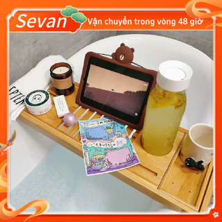 [Hàng Sẫn] Khay gác bồn tắm, Giá đỡ bồn tắm bằng tre, Kệ mở rộng Giá đỡ điện thoại tắm Sevan