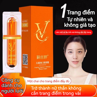 Kem lười nâng tone VC trang điểm lớp makeup nền mịn màng chống thấm nước làm săn chắc da chứa vitamin C nội địa Trung