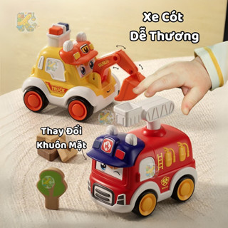  Đồ chơi ô tô quán tính thôi đổi khuân mặt xe hoạt hình cute cứu thương cứu hoả cảnh sát  máy múc nhưa abs an toàn 