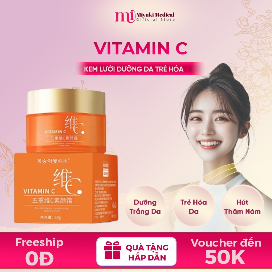 Kem Dưỡng Da Vitamin C - Kem Lười Vitamin C Dưỡng Trắng Da, Nâng Tông, Đều Màu, Trẻ Hóa Da, Chống Nắng SPF 30 PA+++