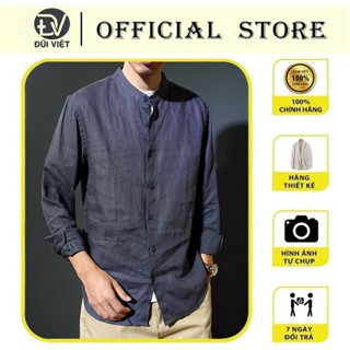 Áo sơ mi cổ tàu không túi dành cho nam, sơ mi cổ trụ dáng rộng chất liệu LINEN cao cấp, không bao dão, nhiều màu