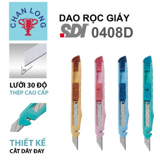 Dao rọc giấy nhỏ 0408D dùng lưỡi dao 30 độ chính hãng SDI,lưỡi dao sắc bén,dao cắt dây đai quấn thùng,rọc bao PP dệt