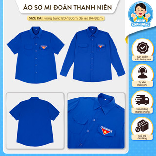 Áo Đoàn Thanh Niên Nam Nữ Ngắn Tay Và Dài Tay Size Lớn , Áo Thanh Niên Tình Nguyện Size Đại 130cm Vòng Bụng