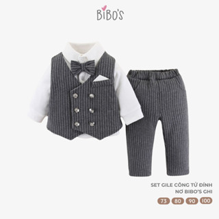  Bộ Vest Gile Công Tử Đính Nơ Cho Bé Trai Bibo's Chất Liệu Mềm Mại Ấm Áp 
