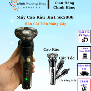 Máy Cạo Râu Sk5000, Máy Cạo Râu Đa Năng 3in1, Phiên Bản Nâng Cấp Cải Tiến Bộ Lưỡi Tự Động Mài Sắc