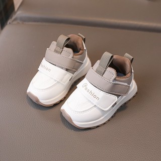 Giày thể thao trắng cho bé trai (6 tháng-1 tuổi) Bata quai dán phối dây chất da PU mềm nhẹ phong cách Hàn Quốc 2025