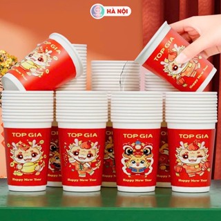 Cốc giấy cao cấp dùng 1 lần cho ngày Tết 240ml thân thiện với môi trường