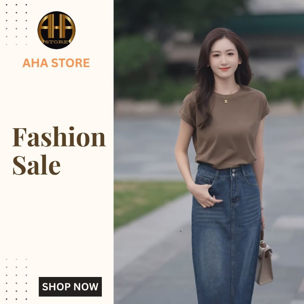 Áo Thun Tay Hến Nữ Basic Trơn Cotton Big Size Cổ Tròn AHA STORE Thời Trang Nữ