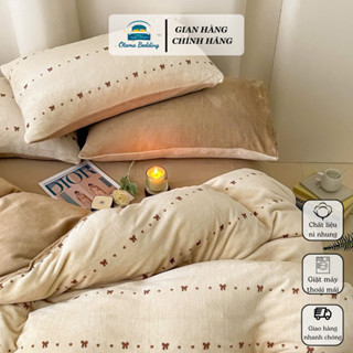 Bộ vỏ chăn ga gối nỉ mùa đông họa tiết dễ thương mềm mại an toàn cho bé đủ size Otama Bedding