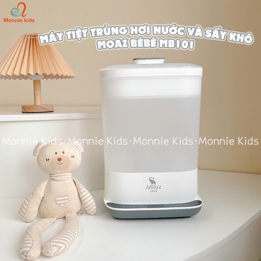 Máy tiệt trùng hơi nước và sấy khô Moaz BeBe MB101, máy tiệt trùng bình sữa cho bé - Monnie Kids
